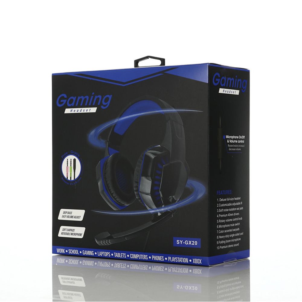 SY-GX20 Wired Headset On Ear Headphones with 3.5mm Audio Jack & with Mic Volume Control Over Ear Noise Cancelling Gamer Headphones Gaming Earphone for Cellphones Laptop Computer Games Tablet