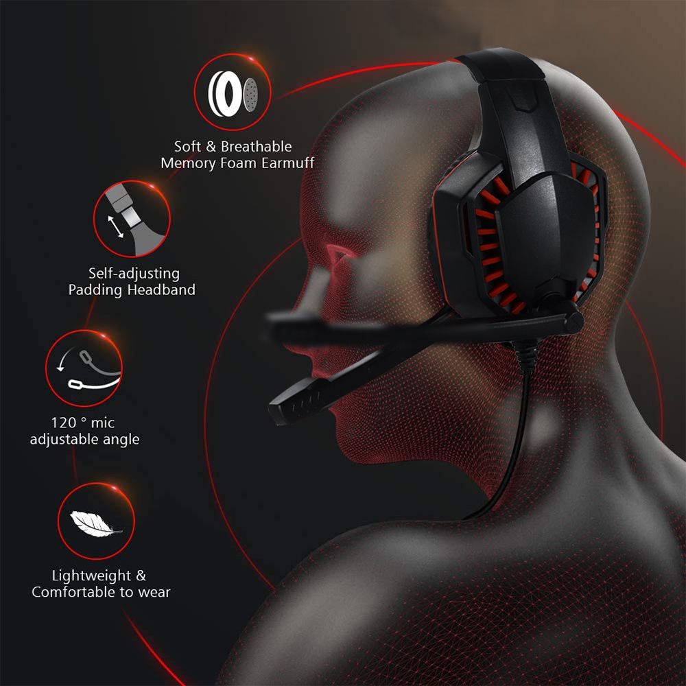 SY-GX20 Wired Headset On Ear Headphones with 3.5mm Audio Jack & with Mic Volume Control Over Ear Noise Cancelling Gamer Headphones Gaming Earphone for Cellphones Laptop Computer Games Tablet