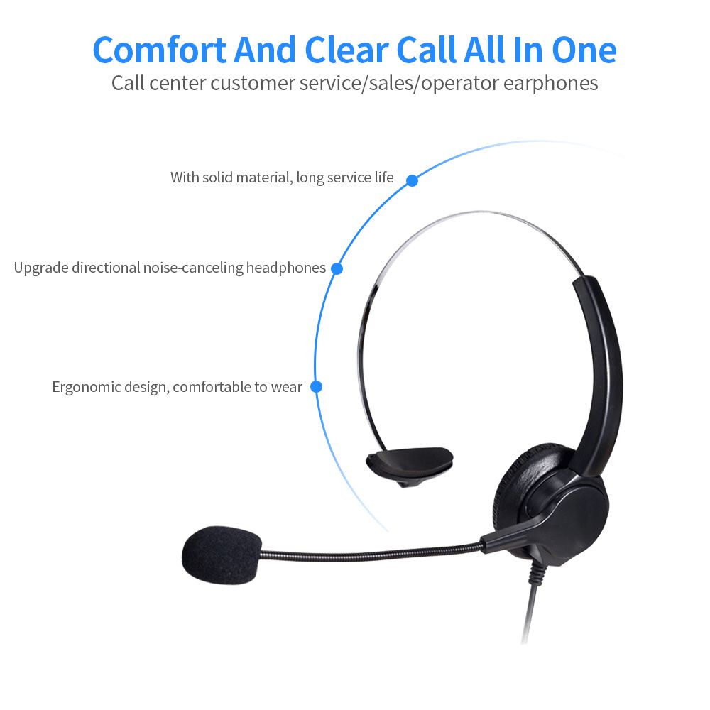 Communication Headset Comfort And Clear Call All In One 330°Adjustable Ear Plate Double Noise Reduction The 3.5MM Connector