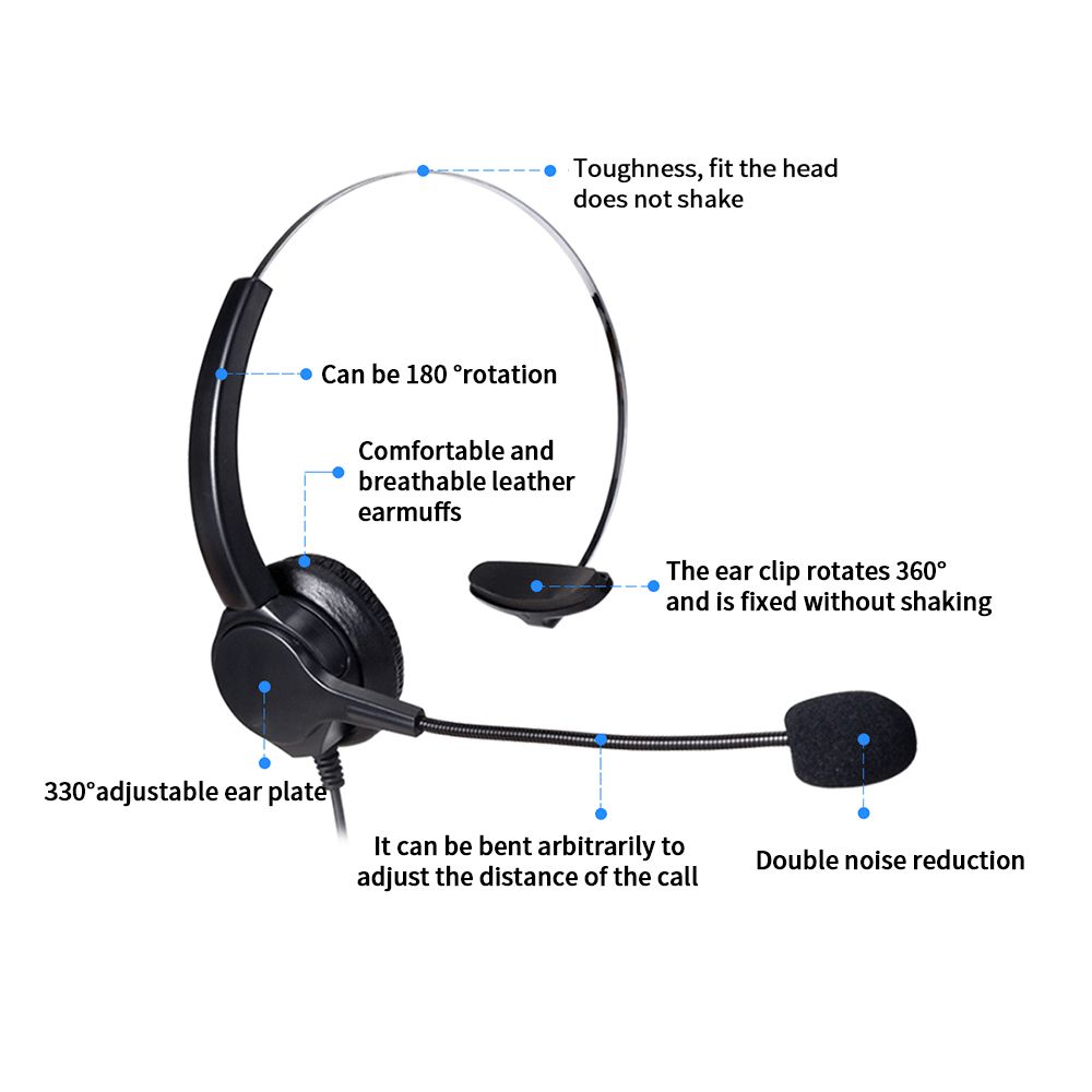 Communication Headset Comfort And Clear Call All In One 330°Adjustable Ear Plate Double Noise Reduction The 3.5MM Connector