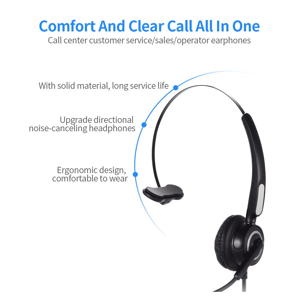 Communication Headset Upgrade Directional Noise-canceling Headphones 330°Adjustable Ear Plate Leather Earmuffs The USB Connector