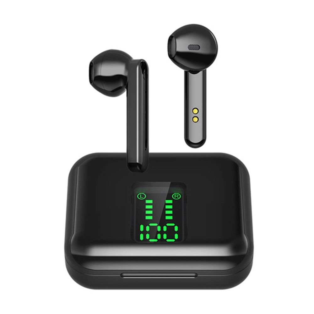 BT5.0 Wireless Headphone HiFi Sound Quality Wireless Earbuds with LED Display Screen Intelligent Touch Control Black