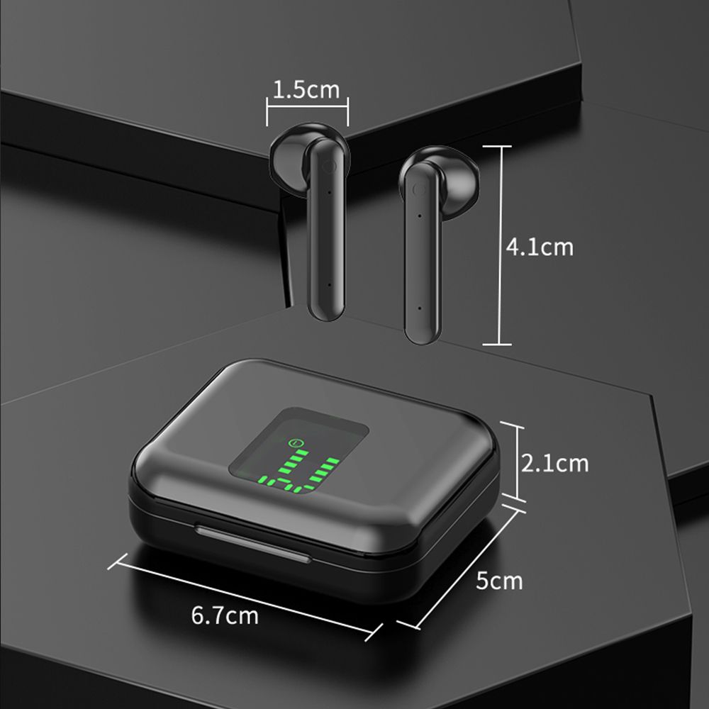 BT5.0 Wireless Headphone HiFi Sound Quality Wireless Earbuds with LED Display Screen Intelligent Touch Control Black