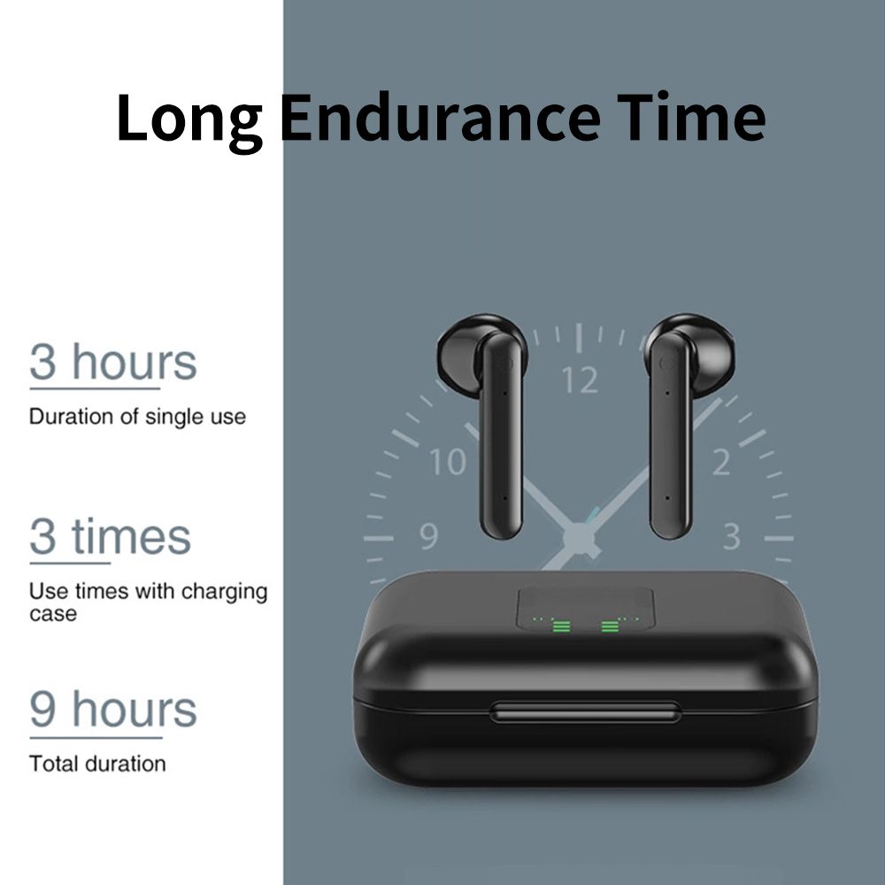 BT5.0 Wireless Headphone HiFi Sound Quality Wireless Earbuds with LED Display Screen Intelligent Touch Control Black