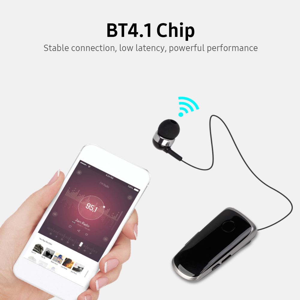 Portable Business BT Headphone Scalable Clip Type BT Noise Reduction Earphone with Incoming Call Vibration Function Blue