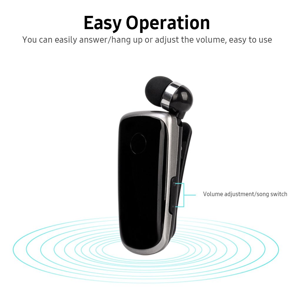 Portable Business BT Headphone Scalable Clip Type BT Noise Reduction Earphone with Incoming Call Vibration Function Blue
