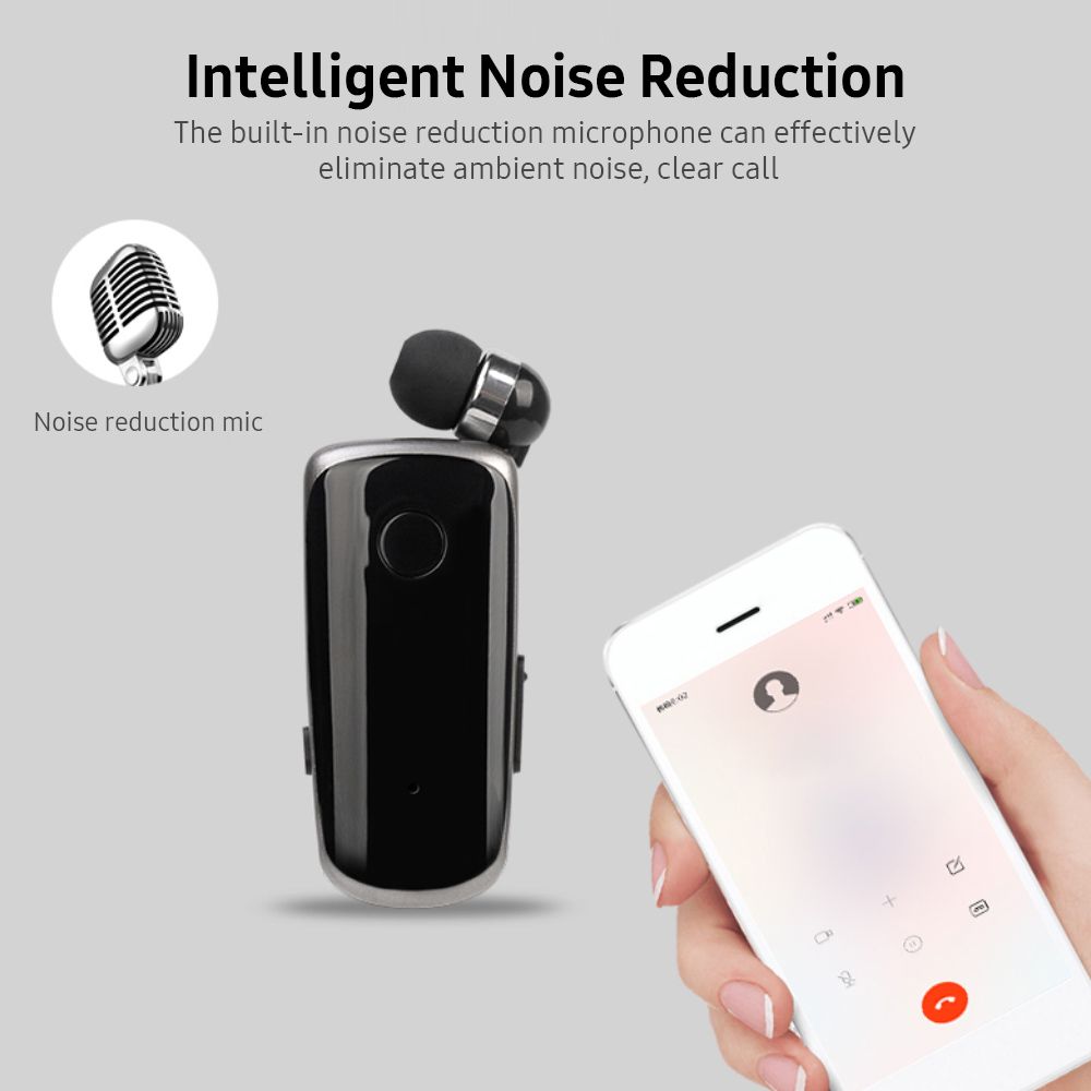 Portable Business BT Headphone Scalable Clip Type BT Noise Reduction Earphone with Incoming Call Vibration Function Blue