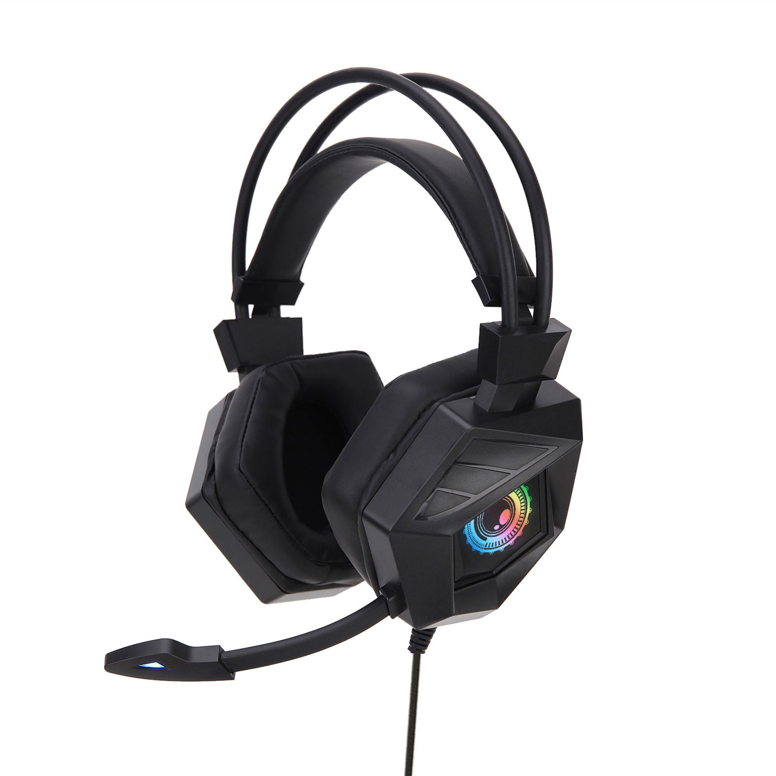G15MV Wired Headset RGB Light On Ear Headphones with 3.5mm Audio Jack & with Mic Volume Control Over Ear Noise Cancelling Gamer Headphones Gaming Earphone for Cellphones Laptop Computer Games Tablet