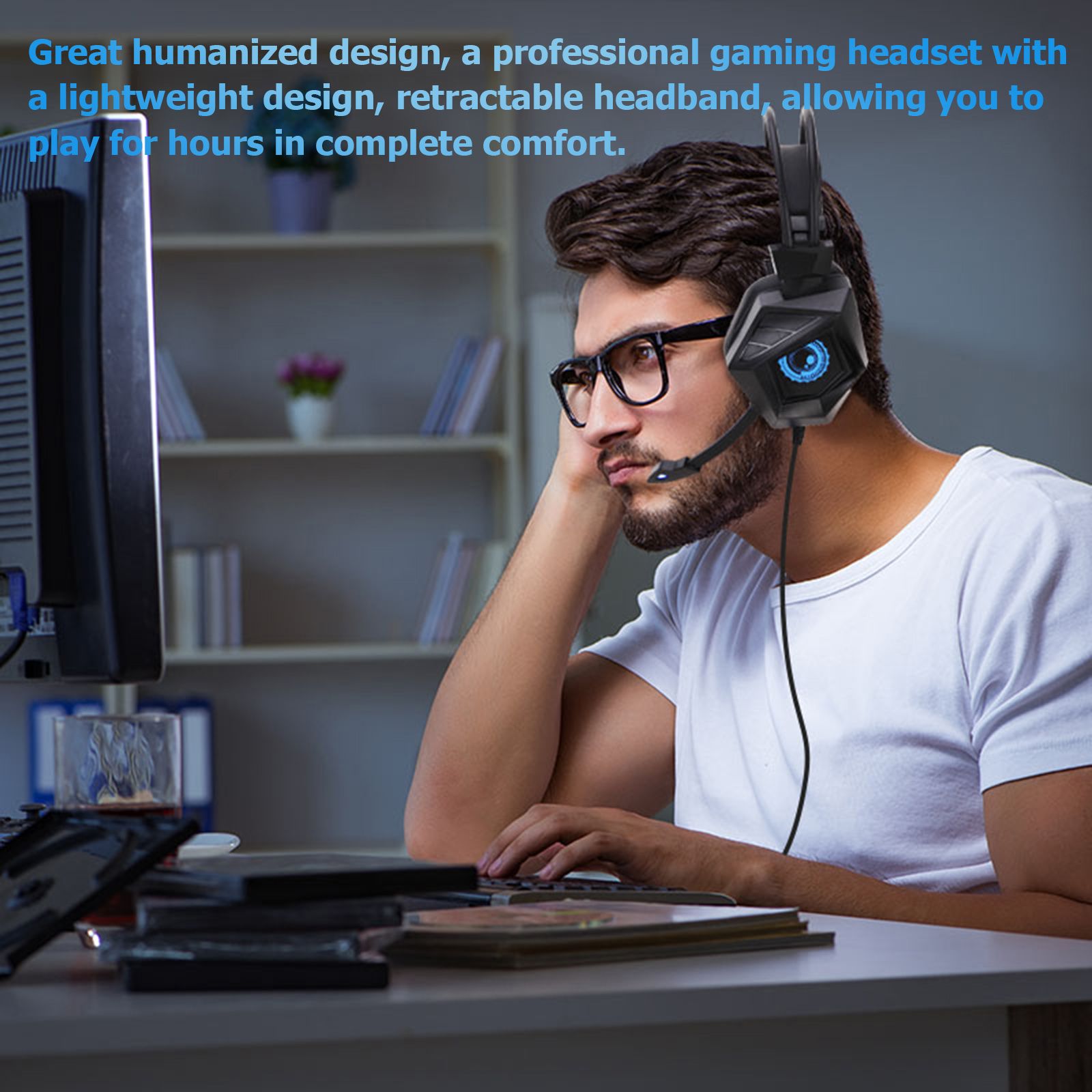 G15MV Wired Headset RGB Light On Ear Headphones with 3.5mm Audio Jack & with Mic Volume Control Over Ear Noise Cancelling Gamer Headphones Gaming Earphone for Cellphones Laptop Computer Games Tablet