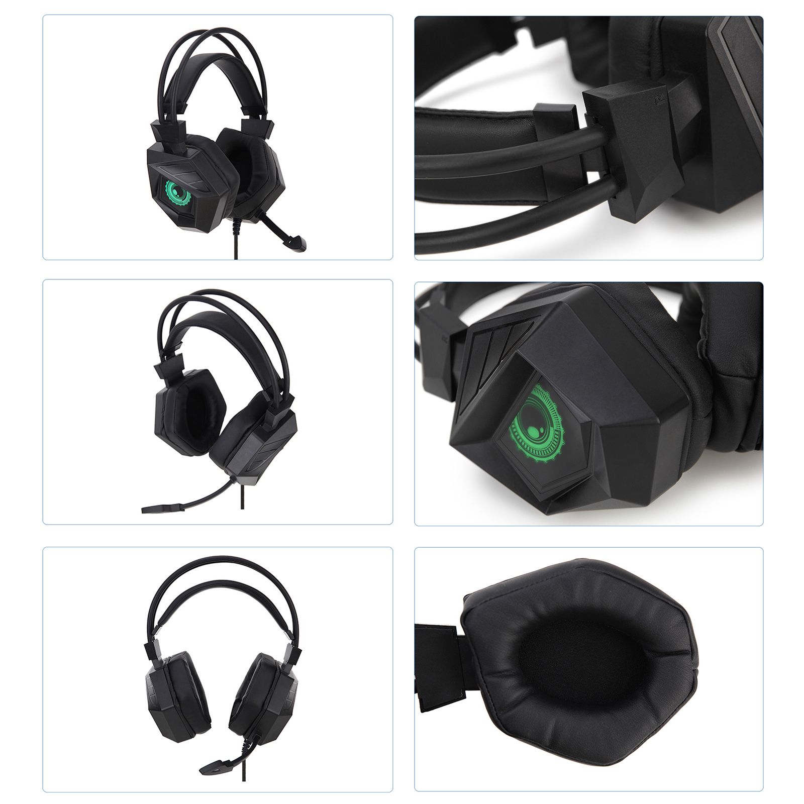 G15MV Wired Headset RGB Light On Ear Headphones with 3.5mm Audio Jack & with Mic Volume Control Over Ear Noise Cancelling Gamer Headphones Gaming Earphone for Cellphones Laptop Computer Games Tablet