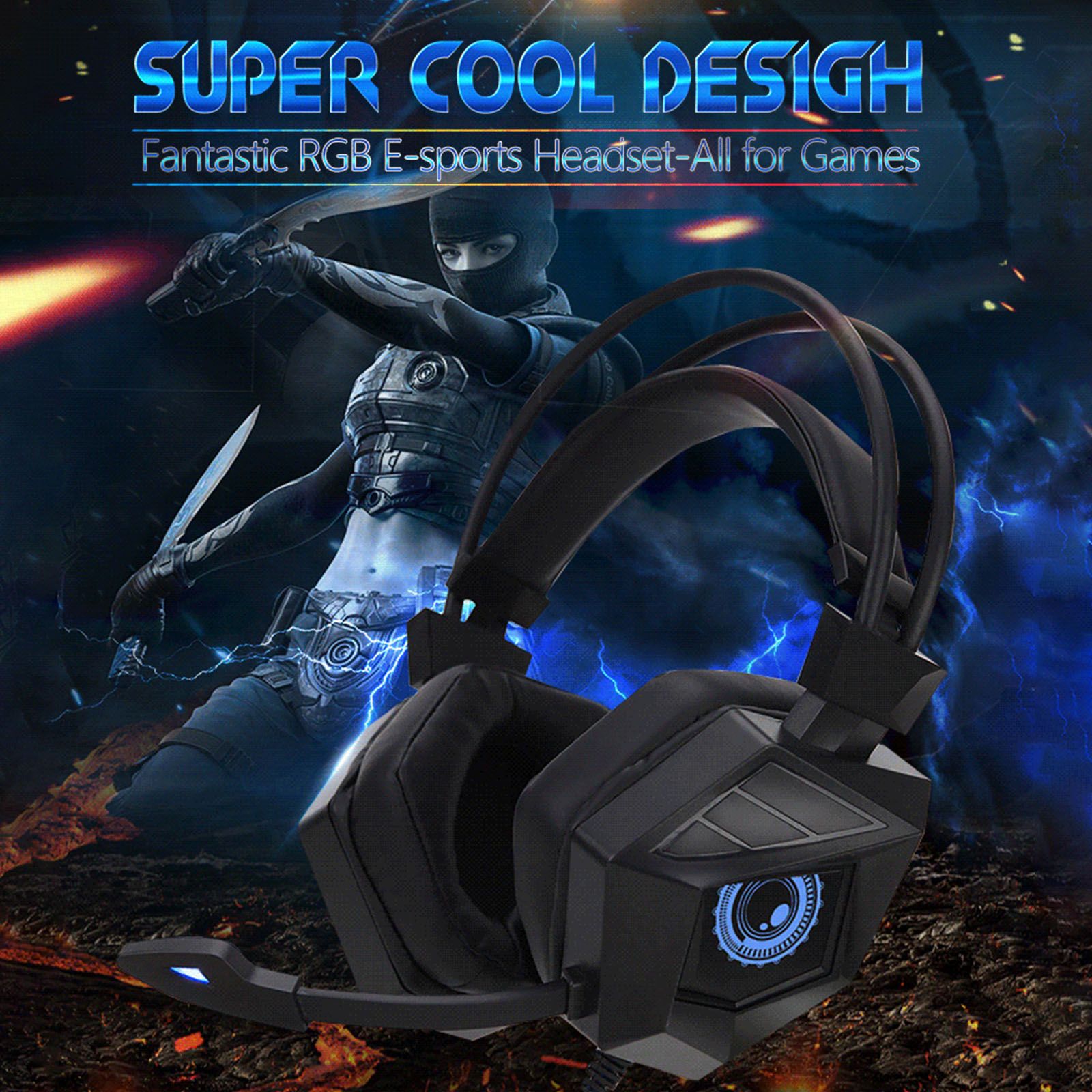 G15MV Wired Headset RGB Light On Ear Headphones with 3.5mm Audio Jack & with Mic Volume Control Over Ear Noise Cancelling Gamer Headphones Gaming Earphone for Cellphones Laptop Computer Games Tablet