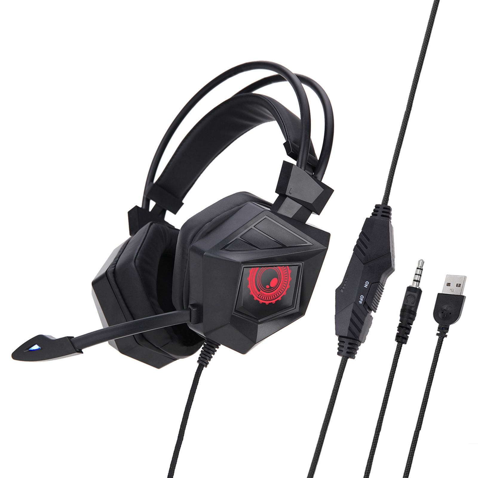 G15MV Wired Headset RGB Light On Ear Headphones with 3.5mm Audio Jack & with Mic Volume Control Over Ear Noise Cancelling Gamer Headphones Gaming Earphone for Cellphones Laptop Computer Games Tablet