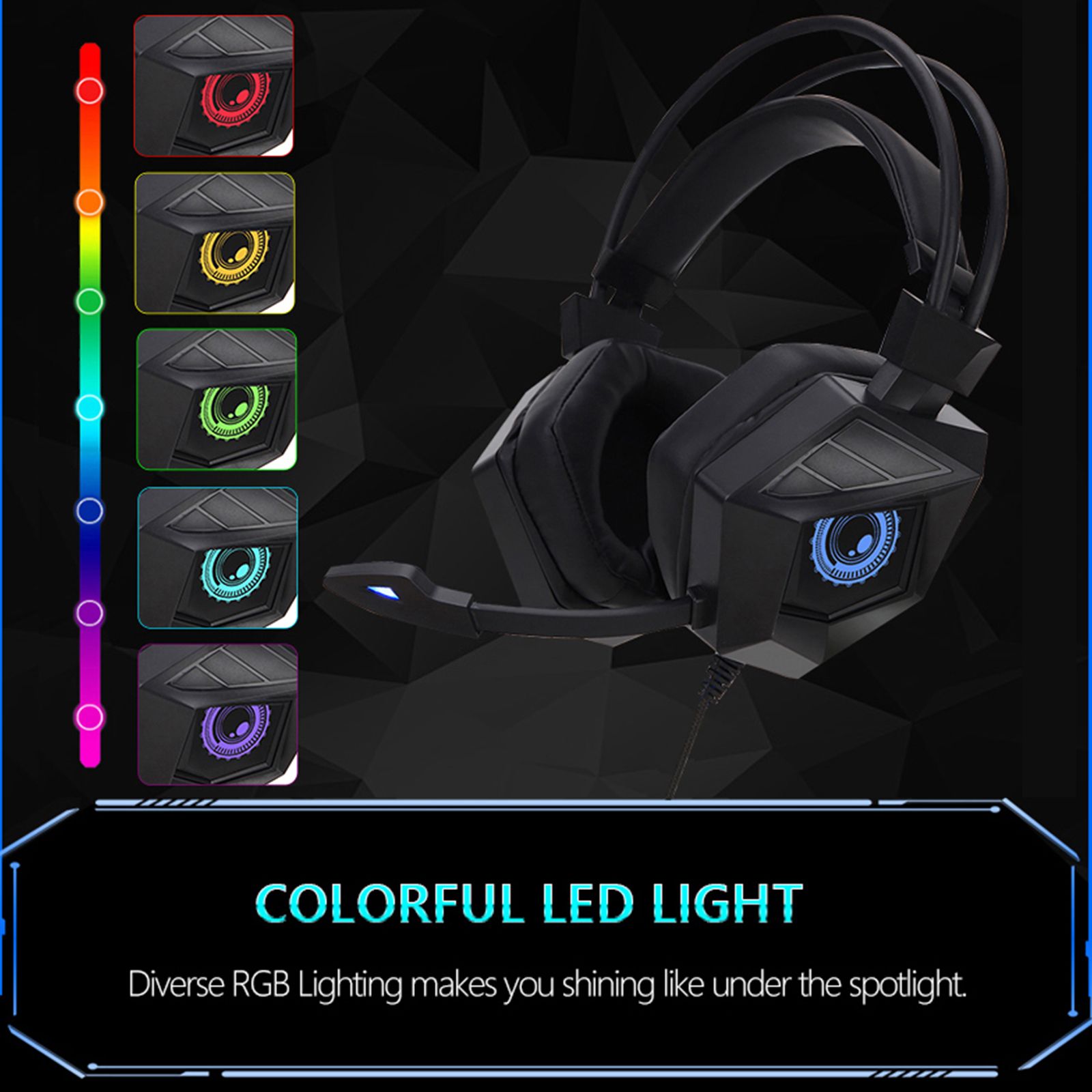 G15MV Wired Headset RGB Light On Ear Headphones with 3.5mm Audio Jack & with Mic Volume Control Over Ear Noise Cancelling Gamer Headphones Gaming Earphone for Cellphones Laptop Computer Games Tablet
