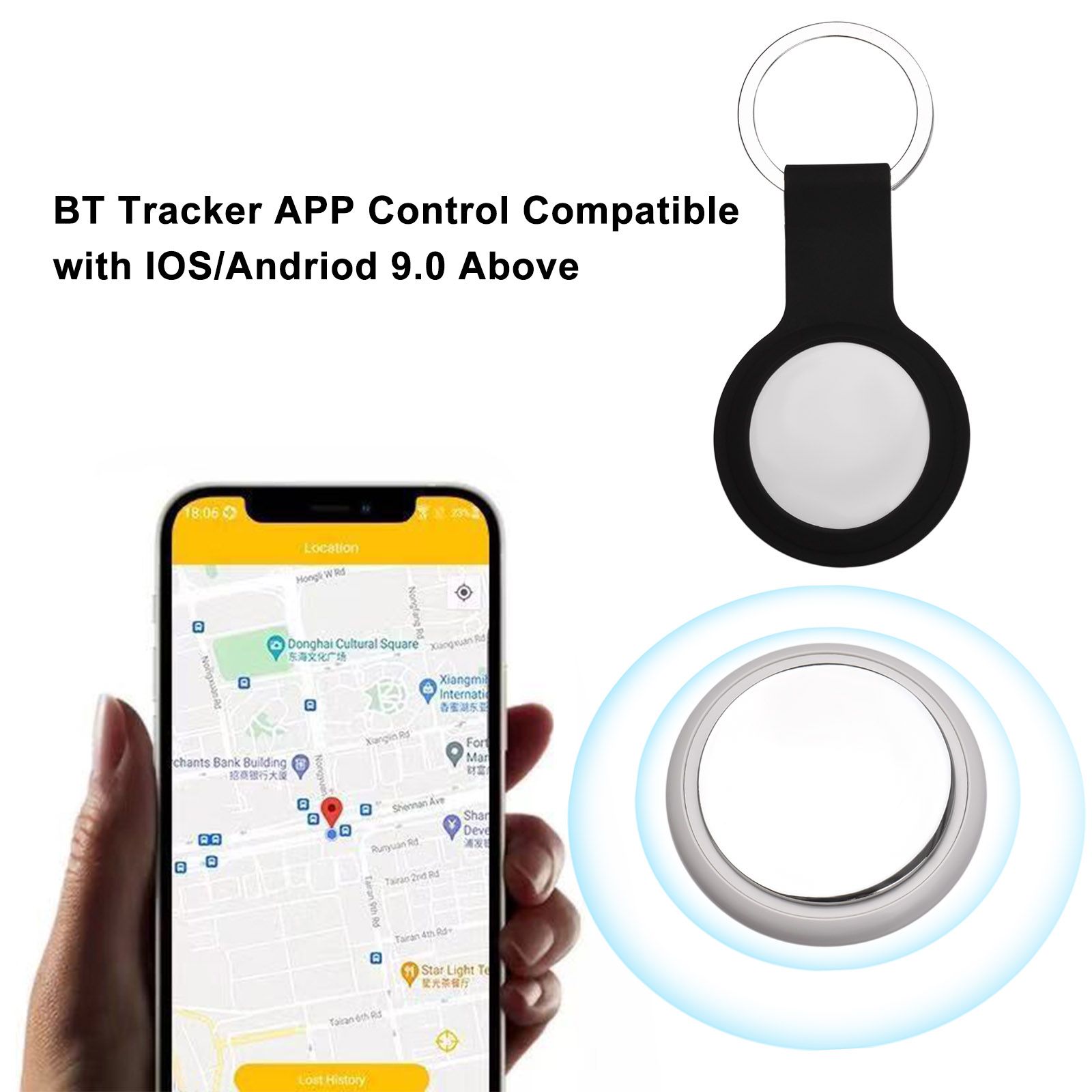 Smart Finder BT Phone Tracker Tag Finder Keychain Case Anti-Lost Device with Silicone Case Protector with Key Ring BT Tracker APP Control Compatible with IOS/Andriod 9.0 Above