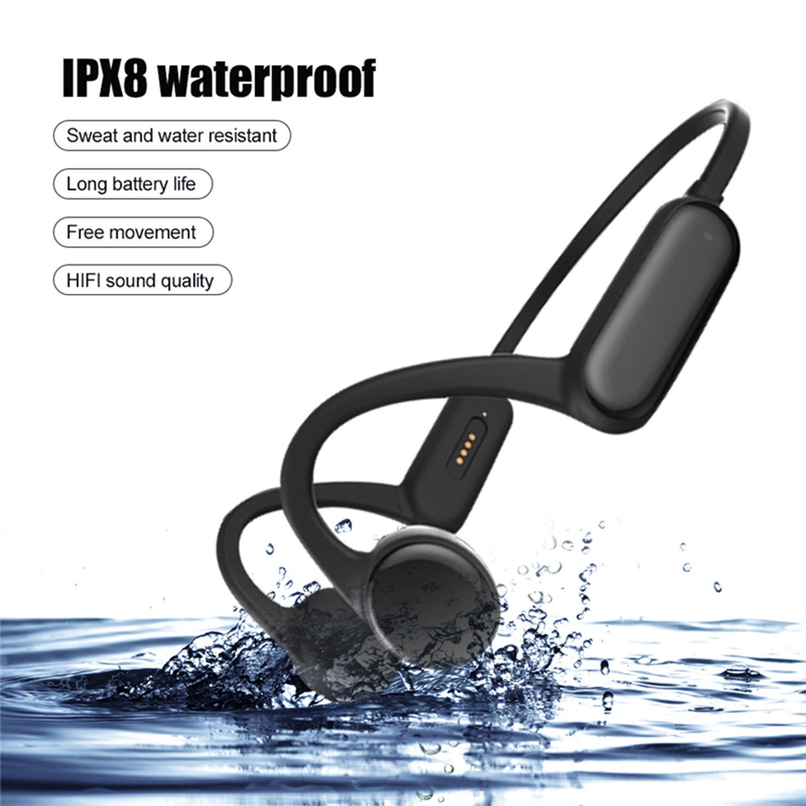 X18 Pro Bone Conduction Headphones 8GB MP3 Player Wireless BT5.0 Earphone IPX8 Waterproof Swimming Sports Headset Hands-free with Microphone