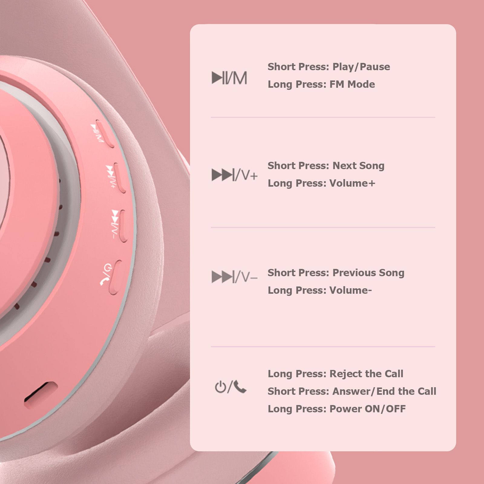 L550 Over Ear Music Headset Glowing Cat Ear Headphones 7 Color Breathing Lights Foldable Wireless BT5.0 Earphone with Mic AUX IN TF Card MP3 Player for PC Laptop Computer Mobile Phone
