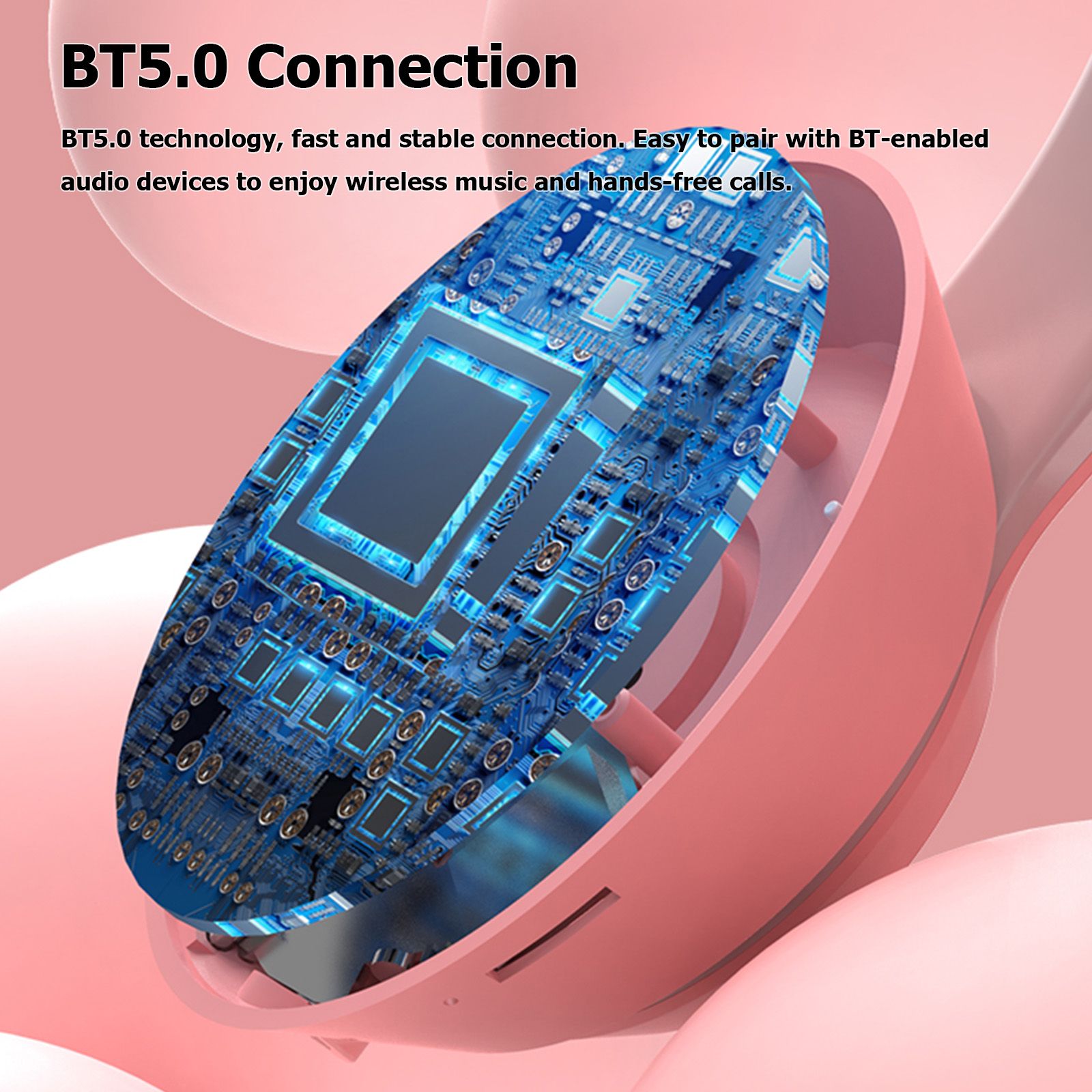 L550 Over Ear Music Headset Glowing Cat Ear Headphones 7 Color Breathing Lights Foldable Wireless BT5.0 Earphone with Mic AUX IN TF Card MP3 Player for PC Laptop Computer Mobile Phone