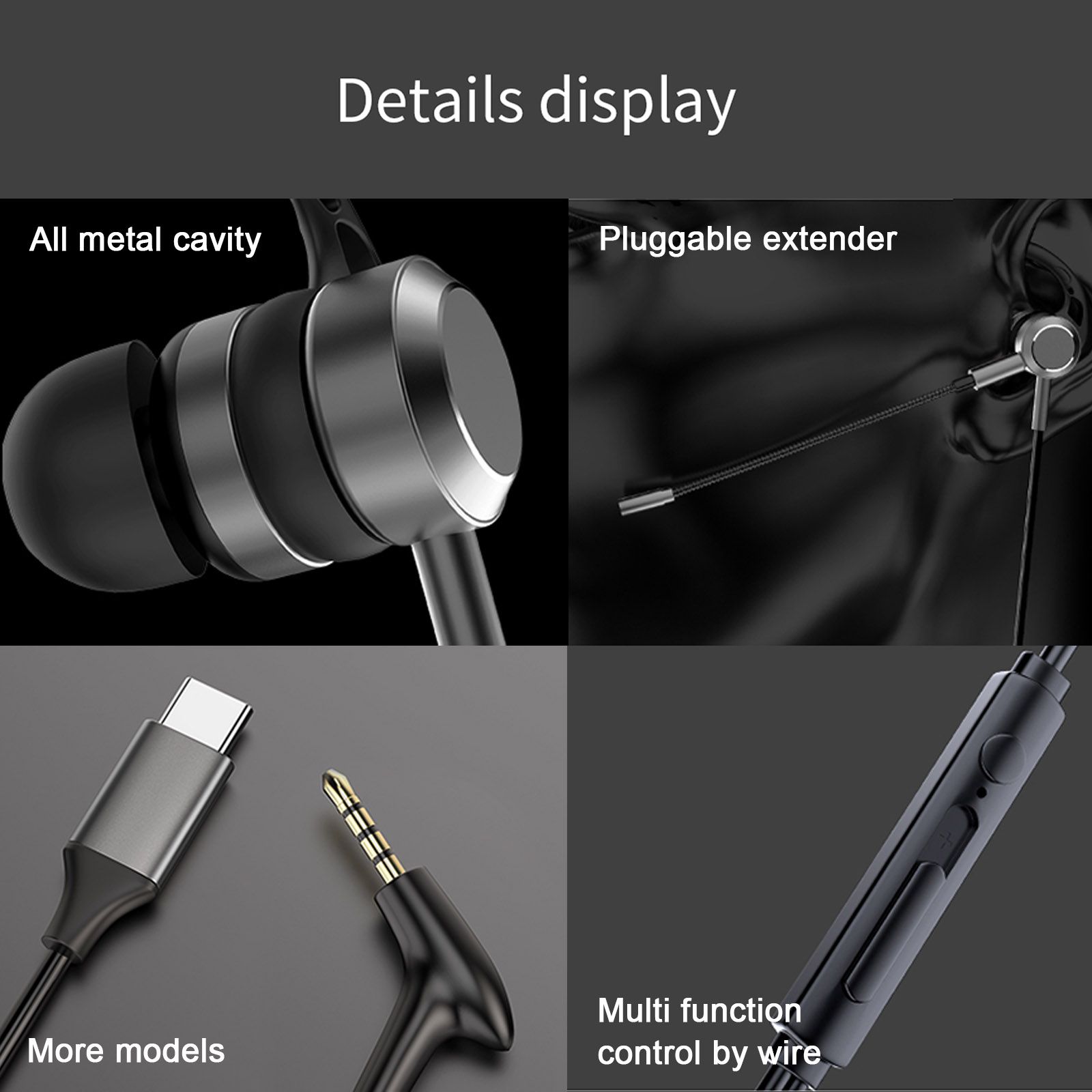AK-P10 3.5mm In-Ear Gamer Headphones Dual Microphone Bass Metal Wired Gaming Earphones with Mic In-Ear Headset