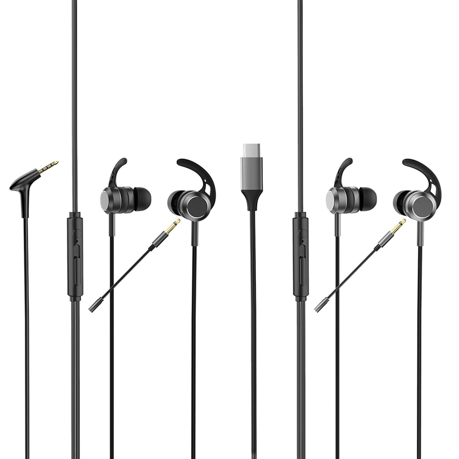 AK-P10 3.5mm In-Ear Gamer Headphones Dual Microphone Bass Metal Wired Gaming Earphones with Mic In-Ear Headset
