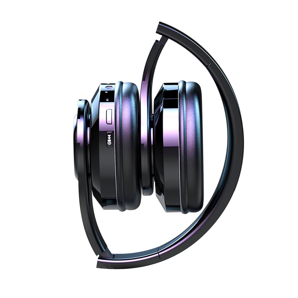 Foldable BT 5.0 Headset Wireless&Wired Headset with Breathing Light Support TF Card Playing Stretchable Headband, Black