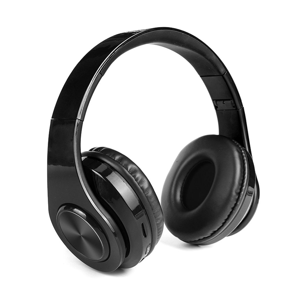Foldable BT 5.0 Headset Wireless&Wired Headset with Breathing Light Support TF Card Playing Stretchable Headband, Black