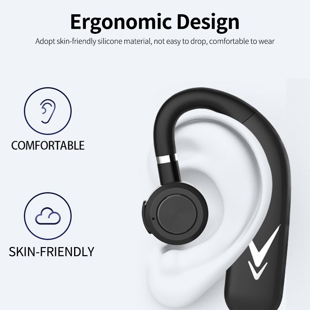 J6 Wireless BT Headphone Single Ear Business Music Earbud BT5.1 Chip Comfortable to Wear Long Endurance Time Black&Silver