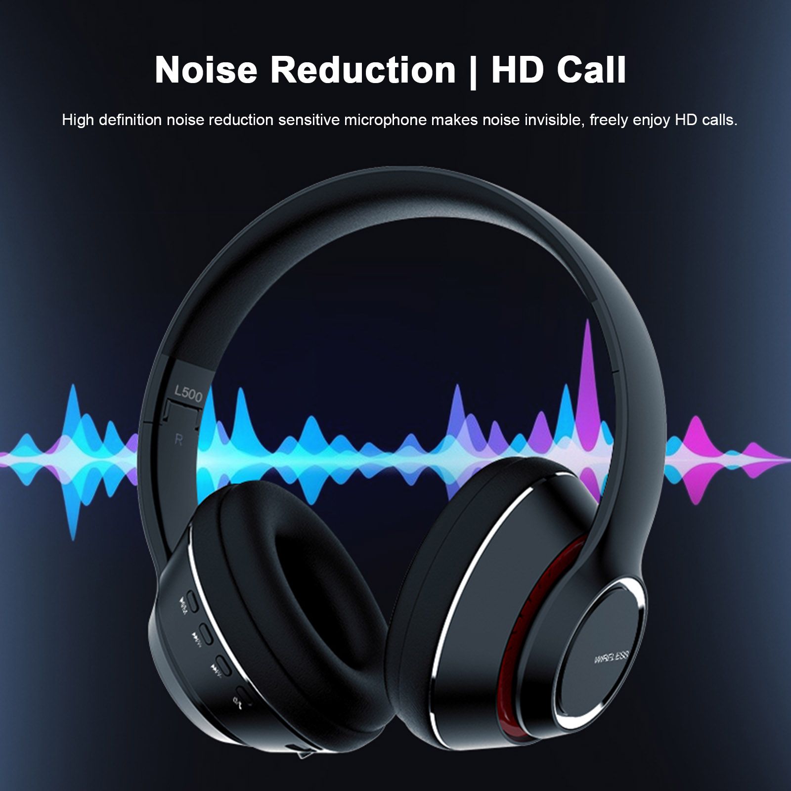 L500 Wireless BT 5.0 Headphones Foldable Over Ear Headset Sports Music Earphone 3.5mm AUX IN TF Card MP3 Player with Microphone