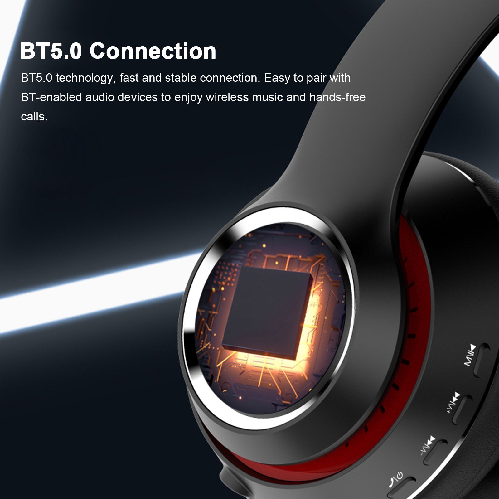 L500 Wireless BT 5.0 Headphones Foldable Over Ear Headset Sports Music Earphone 3.5mm AUX IN TF Card MP3 Player with Microphone