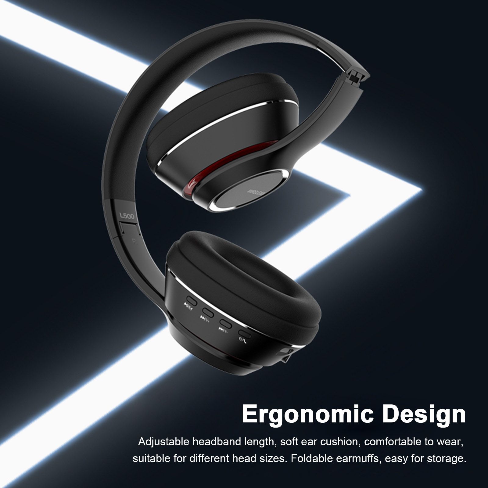 L500 Wireless BT 5.0 Headphones Foldable Over Ear Headset Sports Music Earphone 3.5mm AUX IN TF Card MP3 Player with Microphone