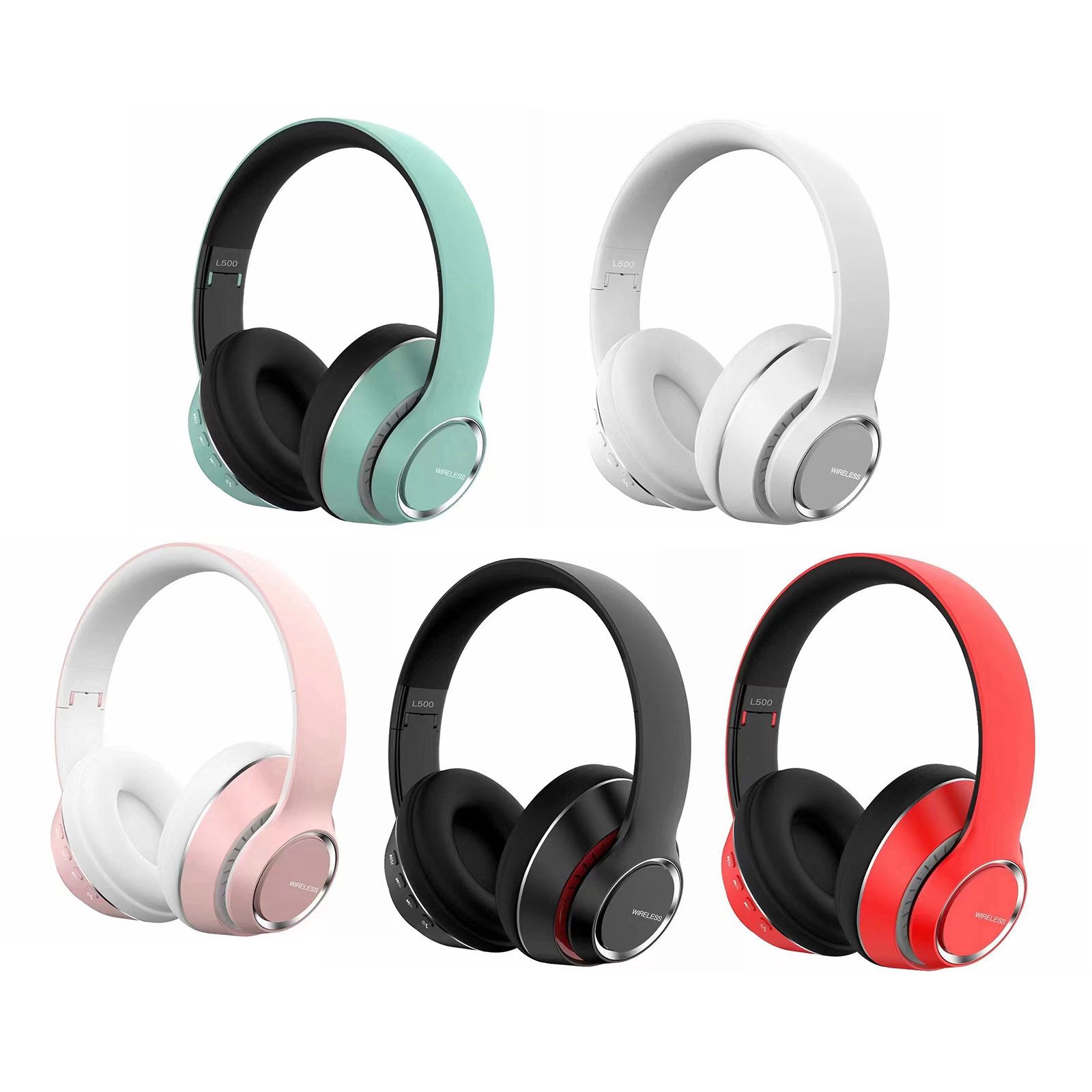 L500 Wireless BT 5.0 Headphones Foldable Over Ear Headset Sports Music Earphone 3.5mm AUX IN TF Card MP3 Player with Microphone