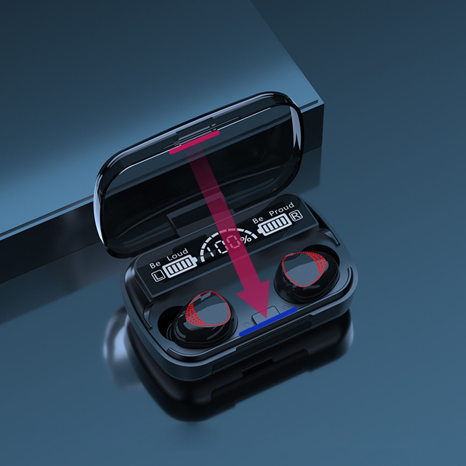 M10A True Wireless Earphone BT 5.1 Mini Headsets Sport Earbuds LED Display HD Call with Mic USB Output Power Bank