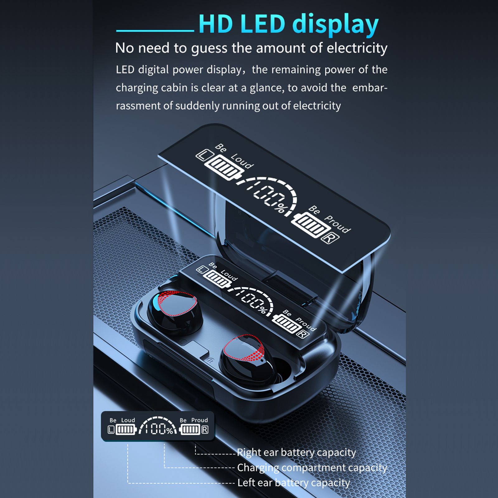 M10A True Wireless Earphone BT 5.1 Mini Headsets Sport Earbuds LED Display HD Call with Mic USB Output Power Bank