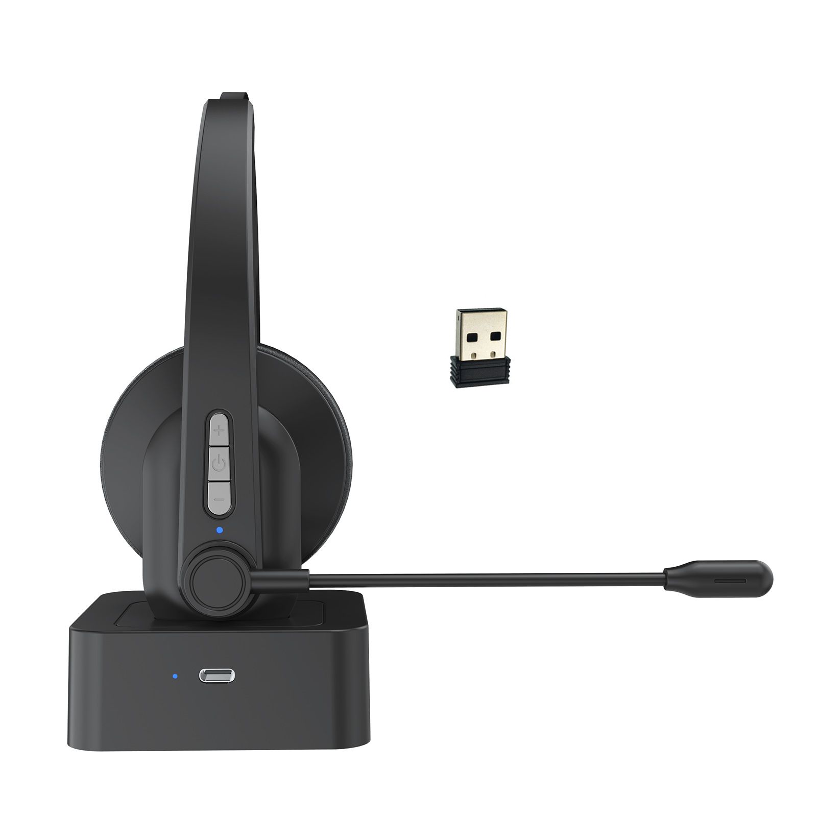 2.4GHz Wireless Headphones Call Center Earphone On Ear Headset with ENC Noise Reduction Microphone Adjustable Headband Volume Control with Charging Dock