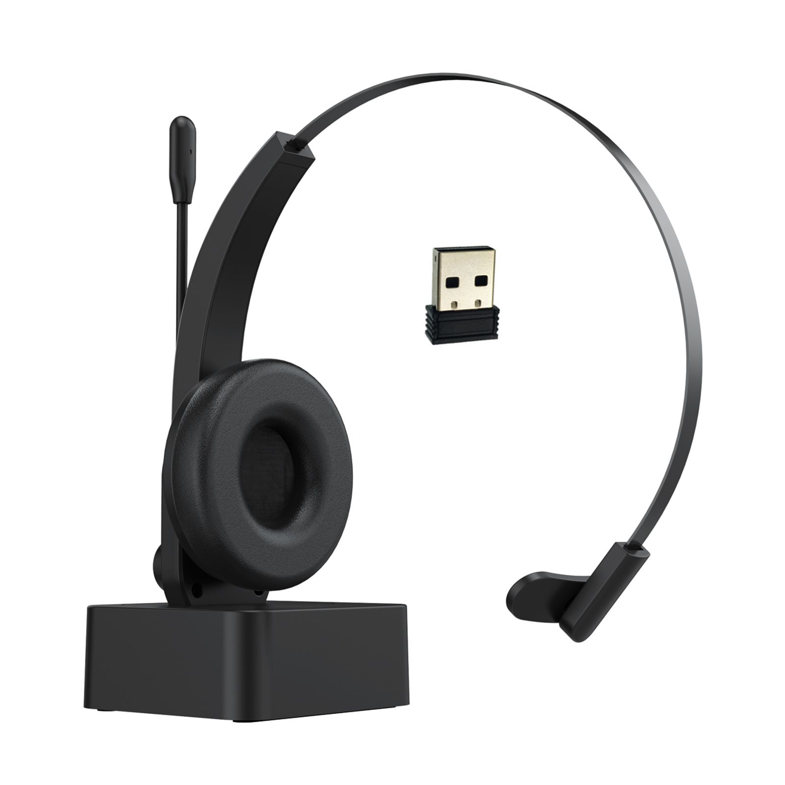 2.4GHz Wireless Headphones Call Center Earphone On Ear Headset with ENC Noise Reduction Microphone Adjustable Headband Volume Control with Charging Dock