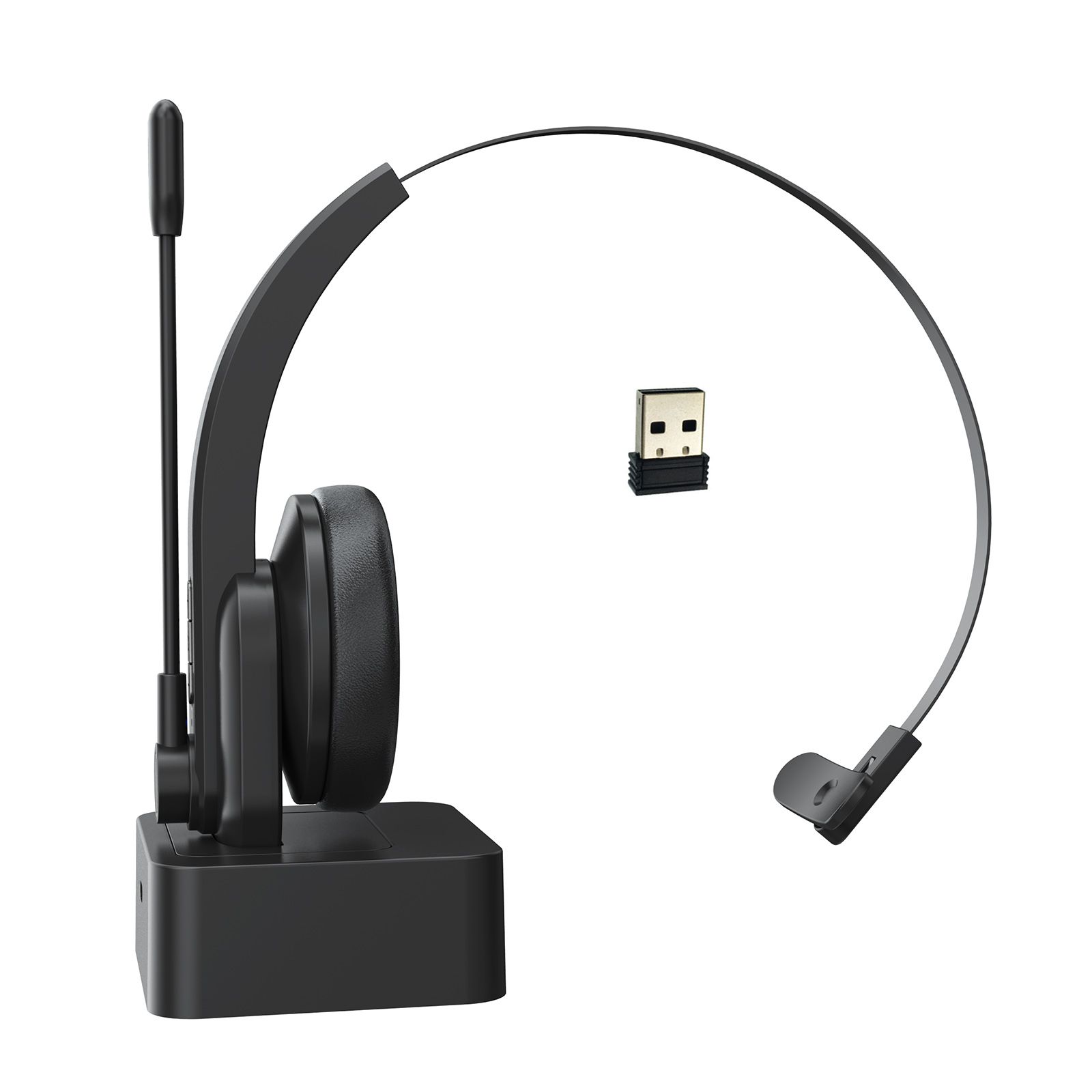 2.4GHz Wireless Headphones Call Center Earphone On Ear Headset with ENC Noise Reduction Microphone Adjustable Headband Volume Control with Charging Dock