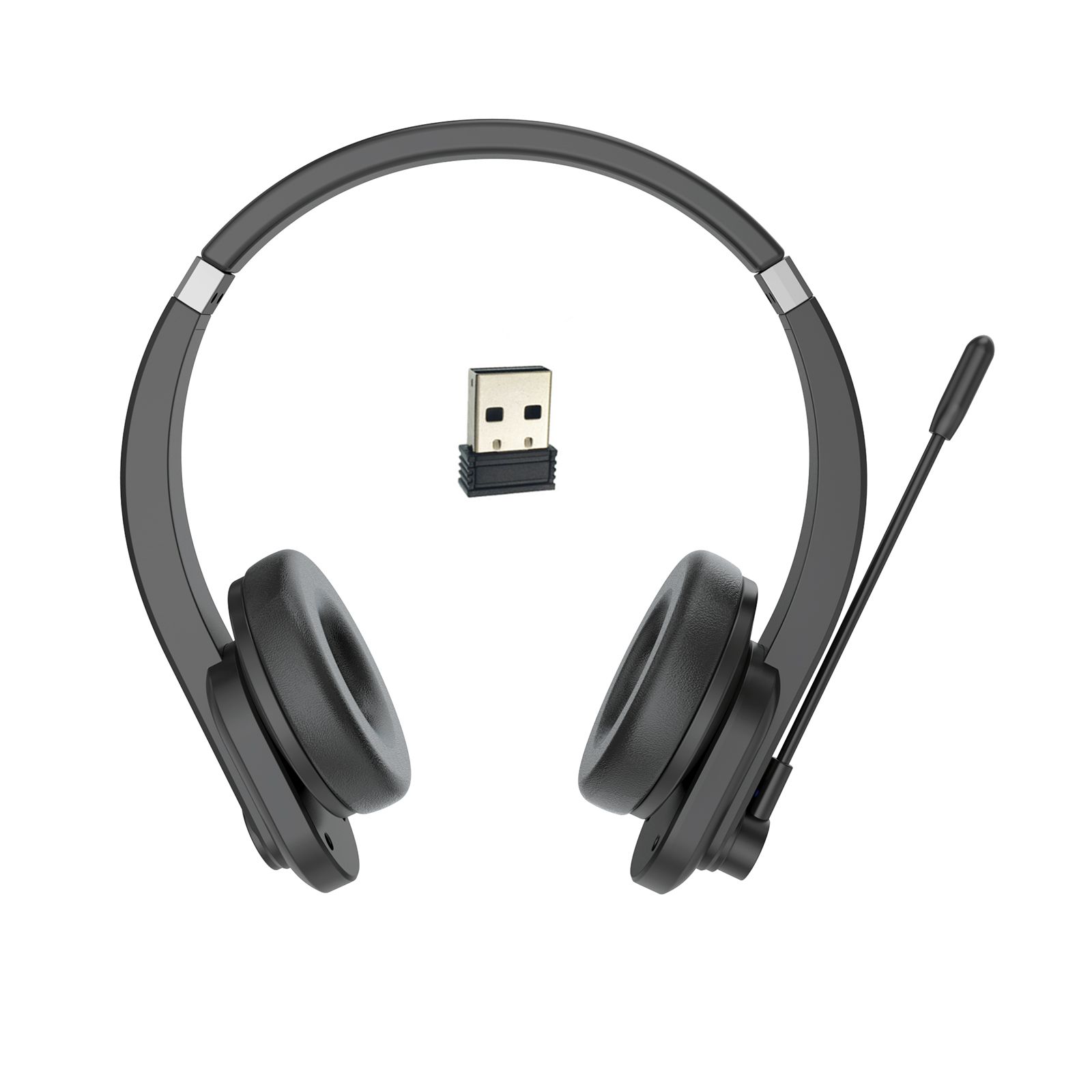 2.4GHz Wireless Headphones Call Center Earphone On Ear Headset with ENC Noise Reduction Microphone Adjustable Headband Volume Control