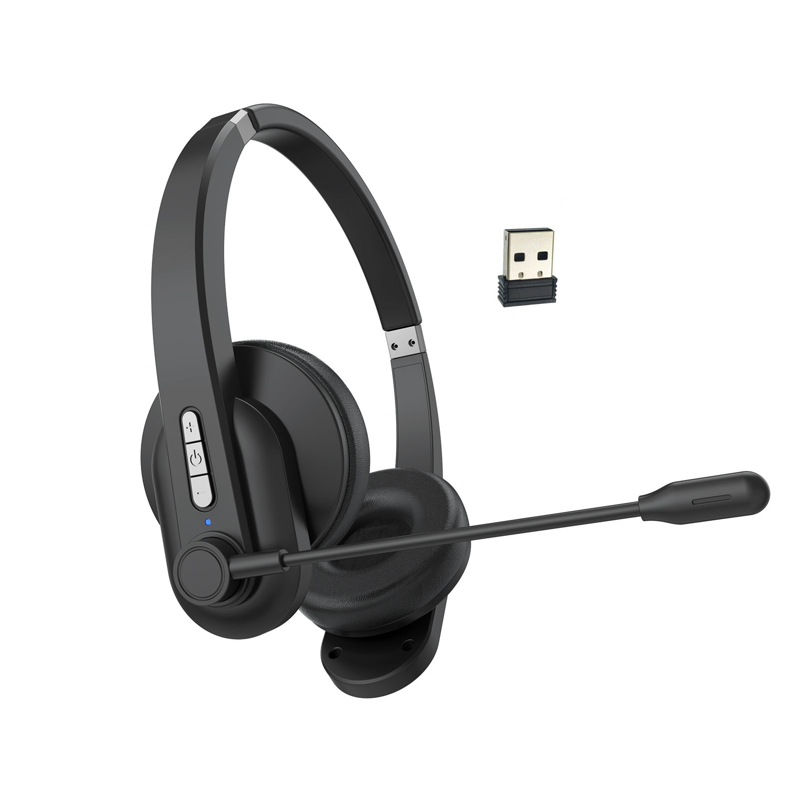 2.4GHz Wireless Headphones Call Center Earphone On Ear Headset with ENC Noise Reduction Microphone Adjustable Headband Volume Control