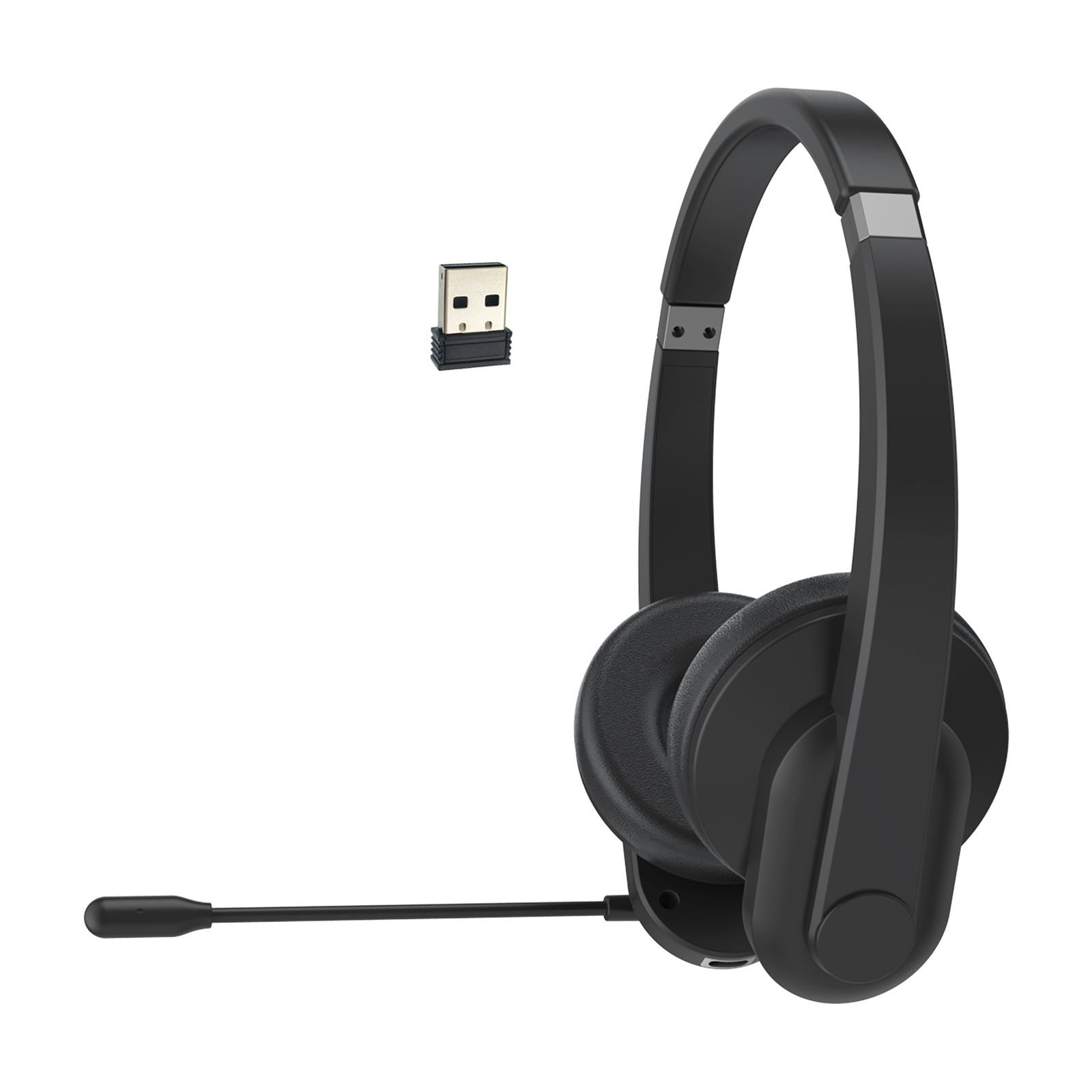 2.4GHz Wireless Headphones Call Center Earphone On Ear Headset with ENC Noise Reduction Microphone Adjustable Headband Volume Control