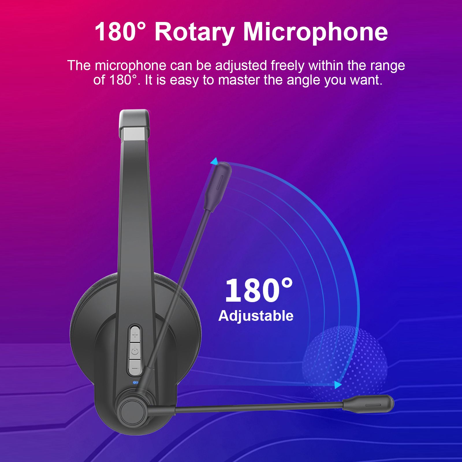 2.4GHz Wireless Headphones Call Center Earphone On Ear Headset with ENC Noise Reduction Microphone Adjustable Headband Volume Control