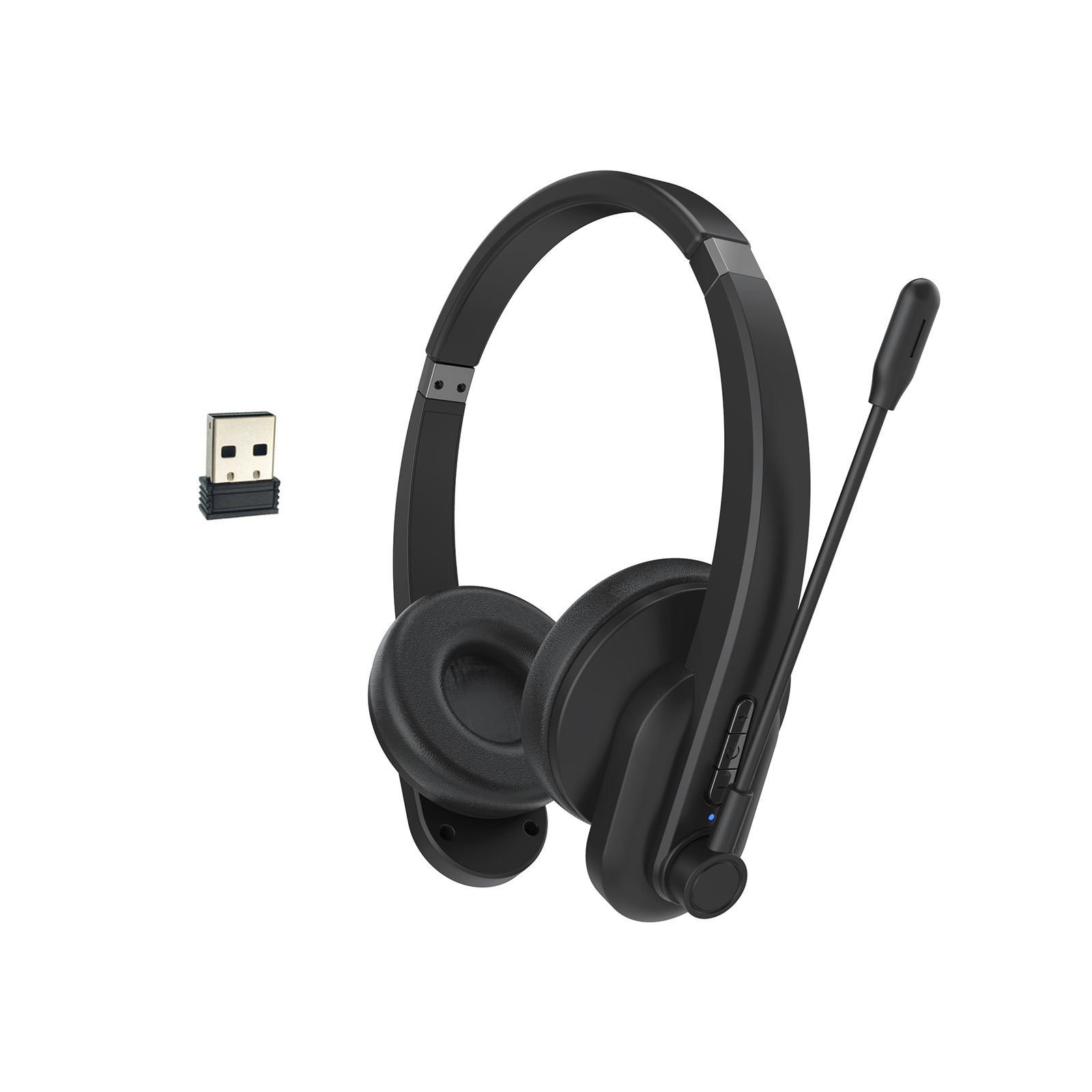 2.4GHz Wireless Headphones Call Center Earphone On Ear Headset with ENC Noise Reduction Microphone Adjustable Headband Volume Control