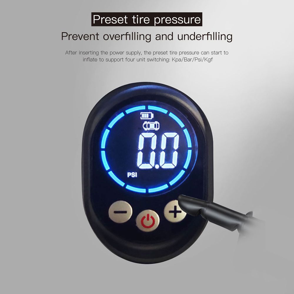 T068 Portable No-Wire Intelligent Inflator Pump Upgraded High Definition Large Screen Flashlight Inflator Pump
