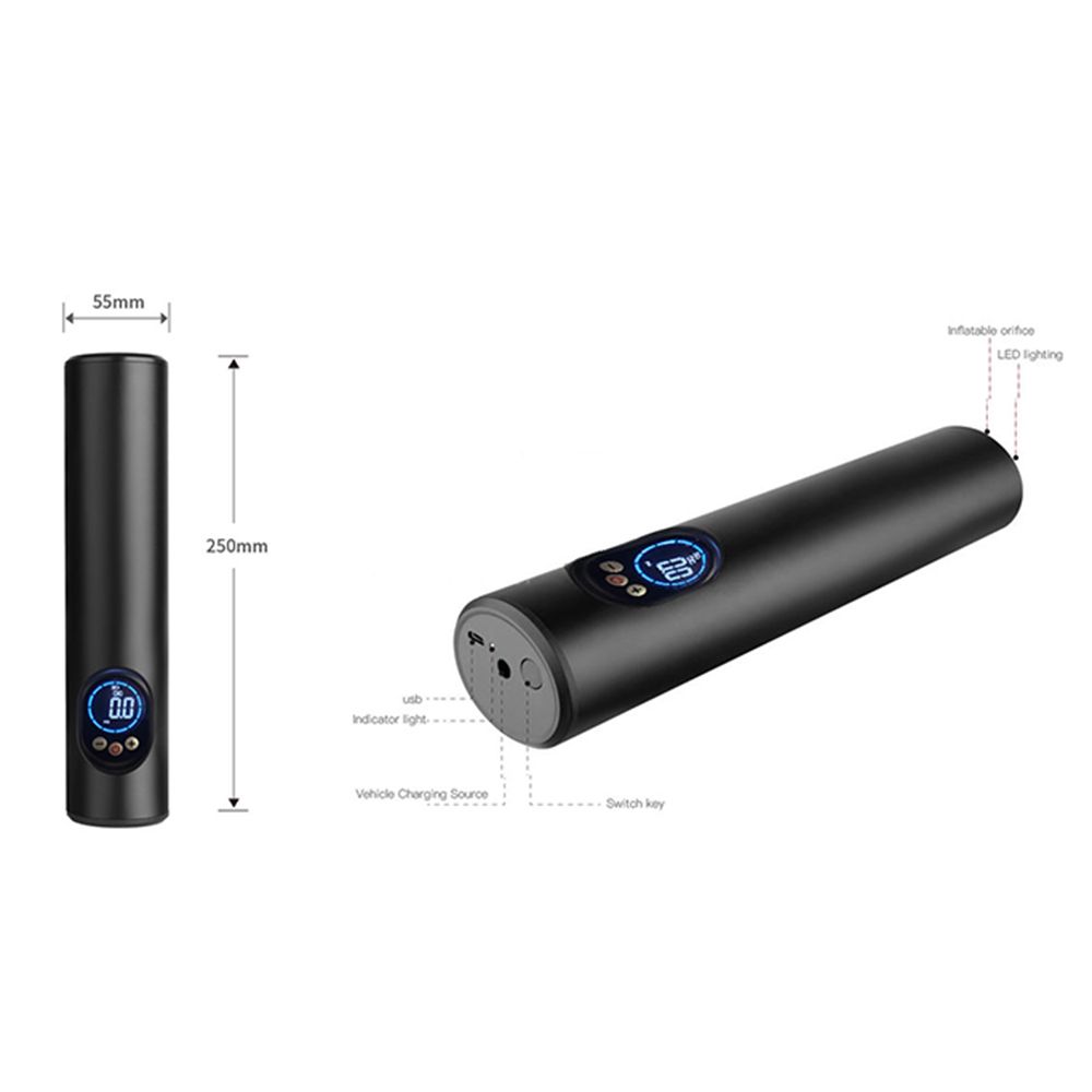 T068 Portable No-Wire Intelligent Inflator Pump Upgraded High Definition Large Screen Flashlight Inflator Pump