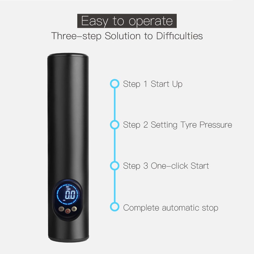 T068 Portable No-Wire Intelligent Inflator Pump Upgraded High Definition Large Screen Flashlight Inflator Pump
