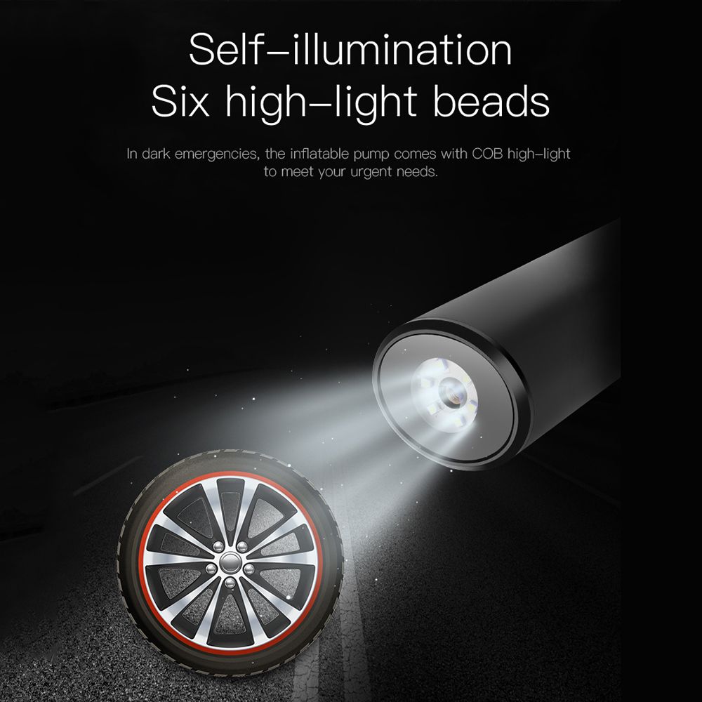 T068 Portable No-Wire Intelligent Inflator Pump Upgraded High Definition Large Screen Flashlight Inflator Pump