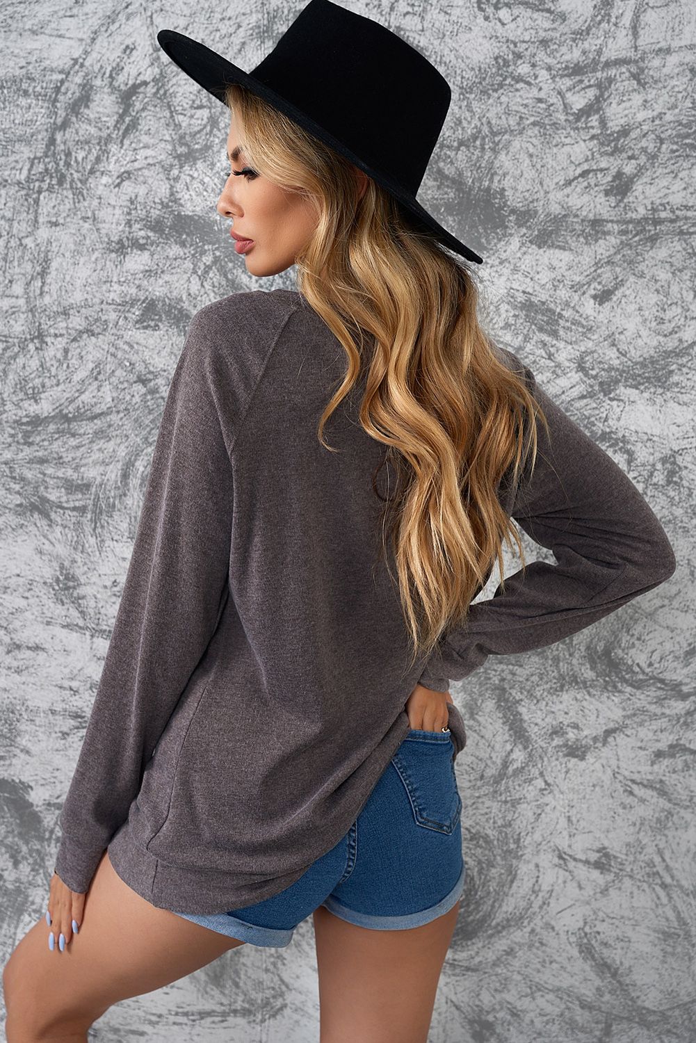 Dark Gray Contrast Stripes Pullover Sweatshirt