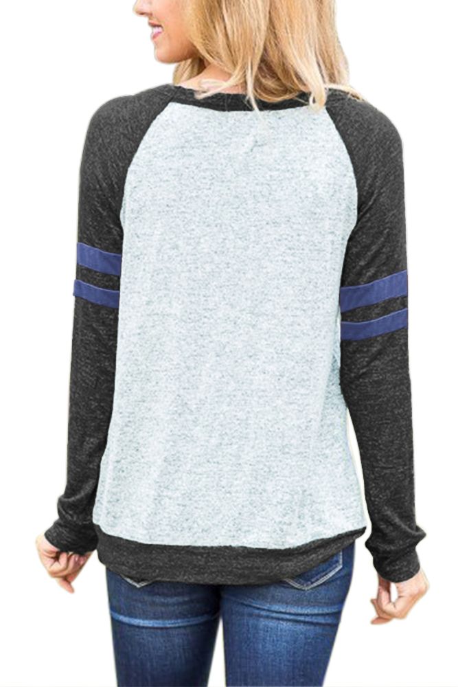 Contrast Stripes Black Sleeves Women Sweatshirt