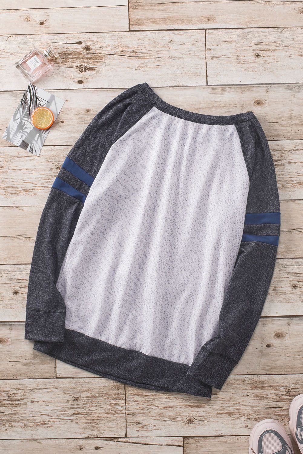 Contrast Stripes Black Sleeves Women Sweatshirt