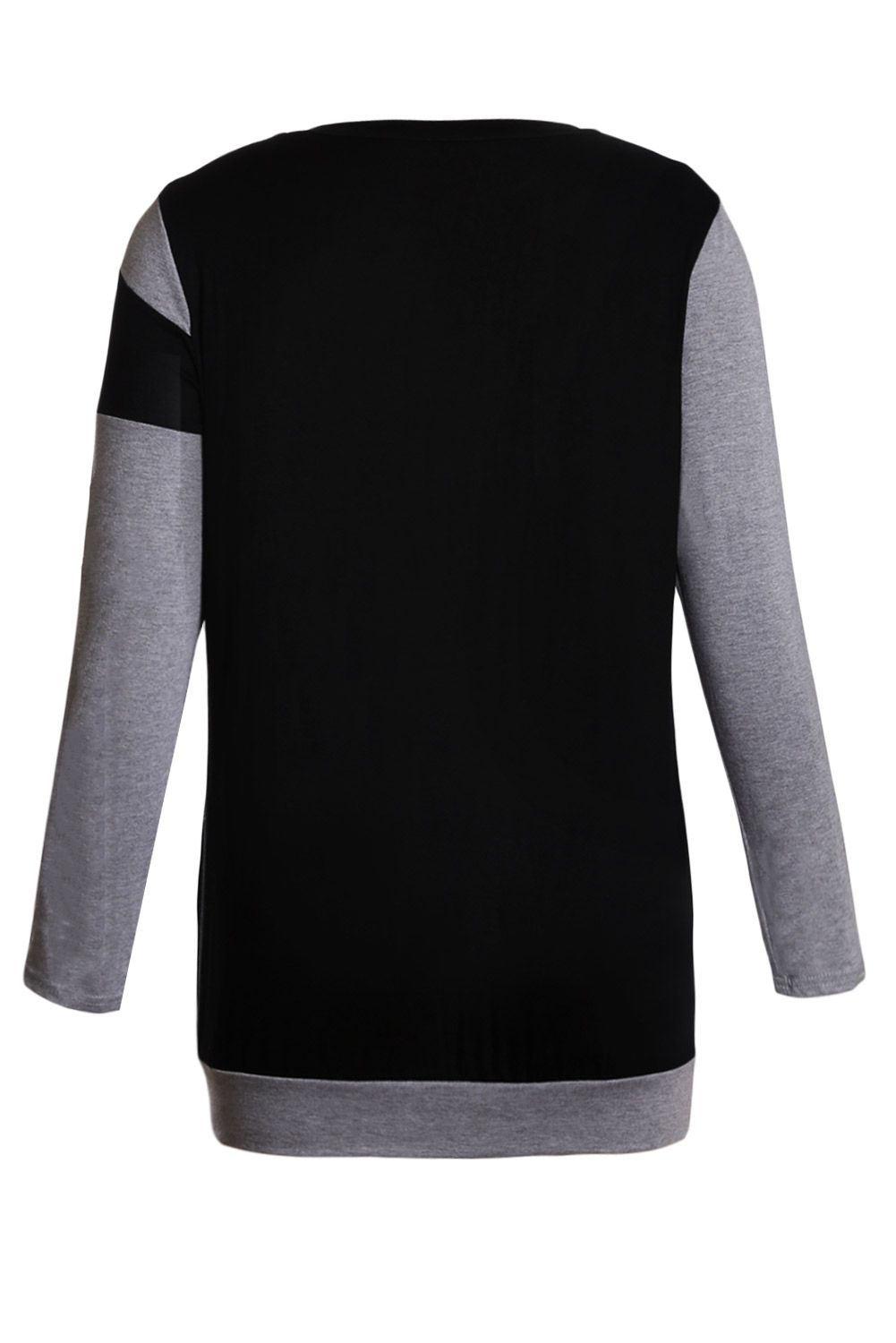 Black Shoulder Slope Trio Color Block Sweatshirt