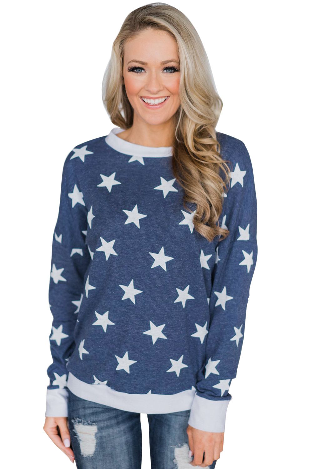 Navy All Over Star Sweatshirt