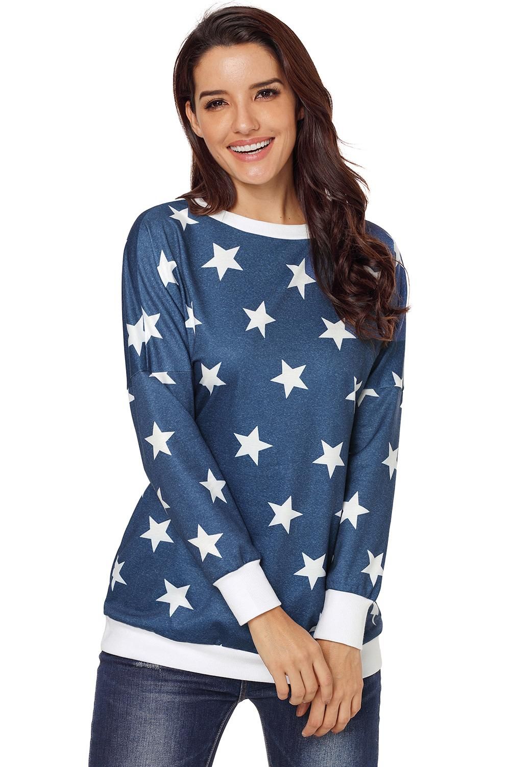 Navy All Over Star Sweatshirt